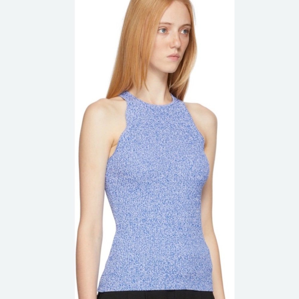 Ganni Blue Fitted Sleeveless Tank Top